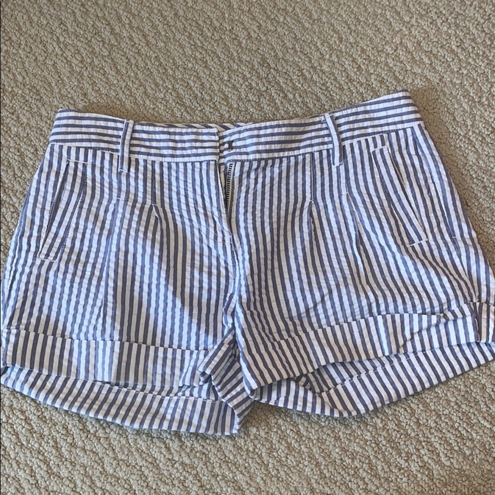 Blue and white striped shorts